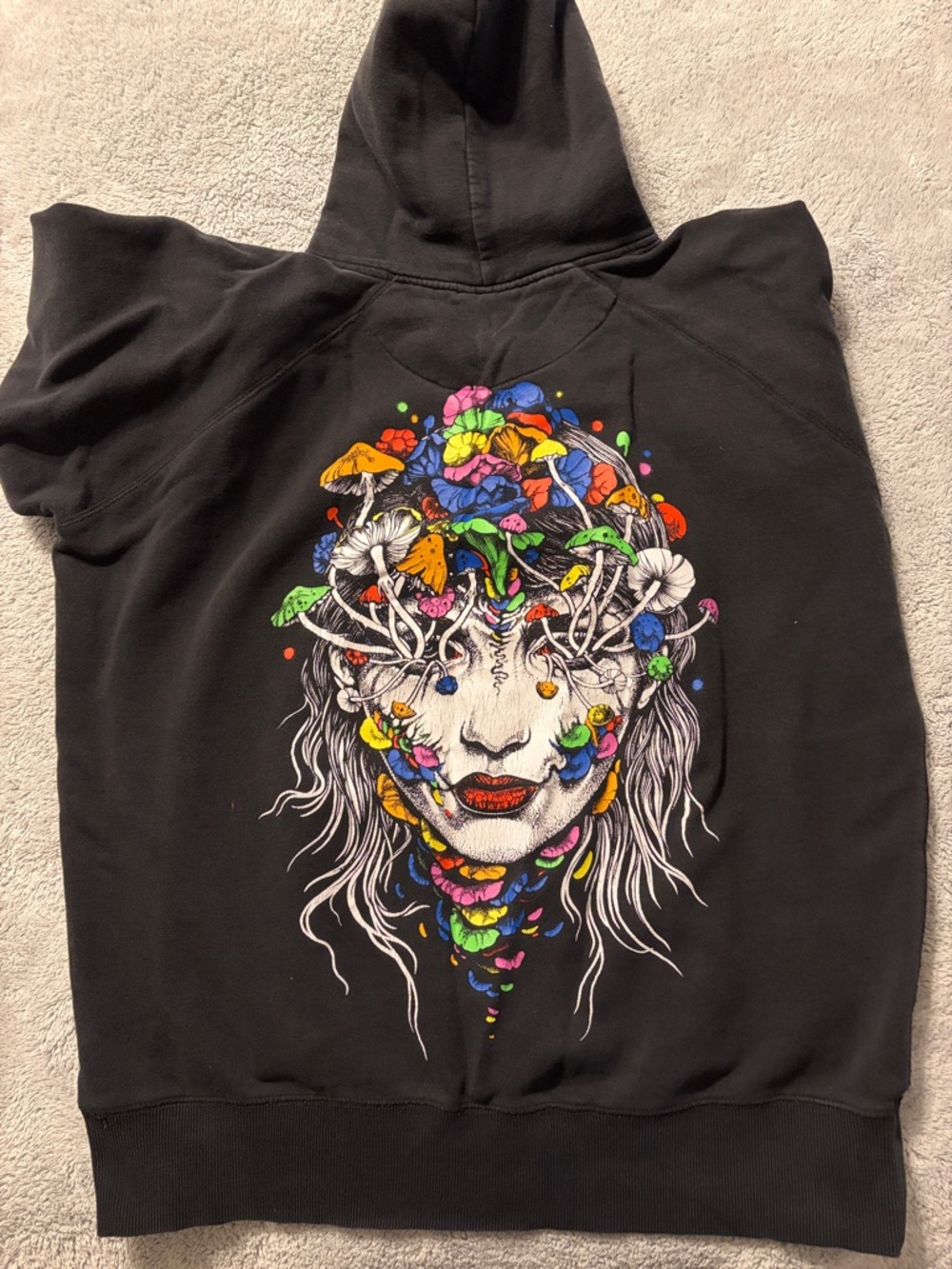 Stay Cold Black Graphic Hoodie Sweatshirt with Mushroom Eye